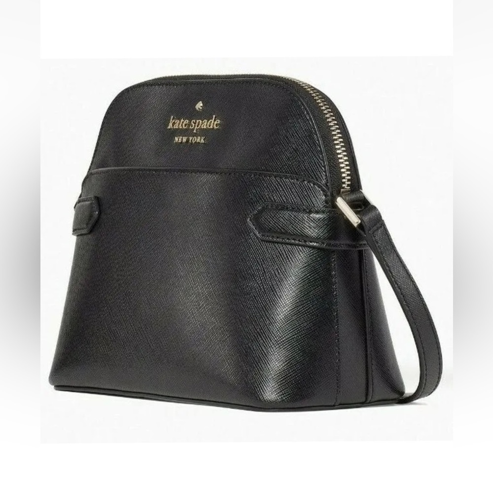 Kate Spade Staci Black Saffiano Leather Dome Crossbody WKR00645 NWT $299 MSRP FS